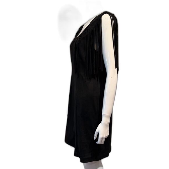 Idyllwind Lady Bird Black Fringe Faux Suede Mini Dress Size L Western Boho - Picture 9 of 10